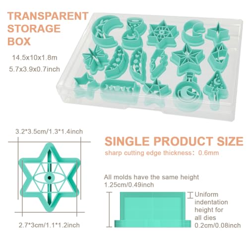 16Pcs Moon Star Polymer Clay Cutters Starry Sky Polymer Cutter for Clay Earrings Making Festival Jewelry DIY - color: Star and Moon