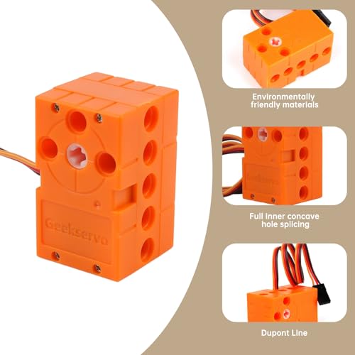 2PCS Geekservo Programmable Building Block Servo Motor, 360 Degree Rotation, 2P/3P Wire, Compatible with Microbit Raspberry Pi (0.7KG Fast Speed Servo) - style: 0.7KG Fast Speed Servo