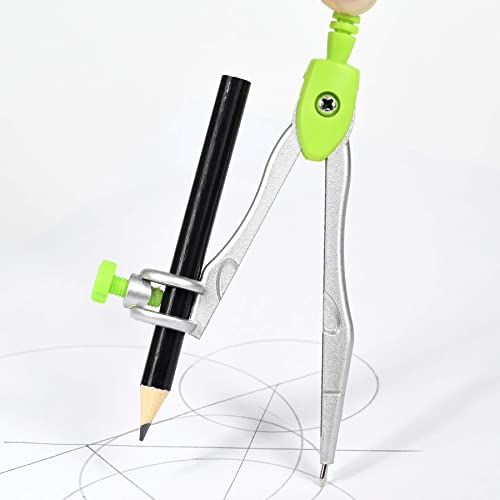 Unjoo Geometry Set 10 Pcs Student Supplies, Protractor and Compass (Green) - color: Green