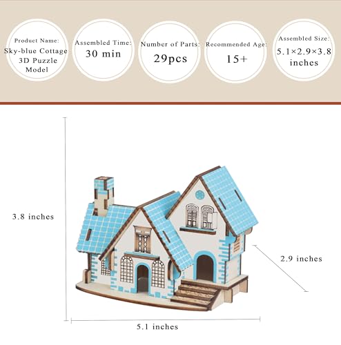 Log Cabin Mini House 3D Wooden Puzzle Building Kit for Adults Teens