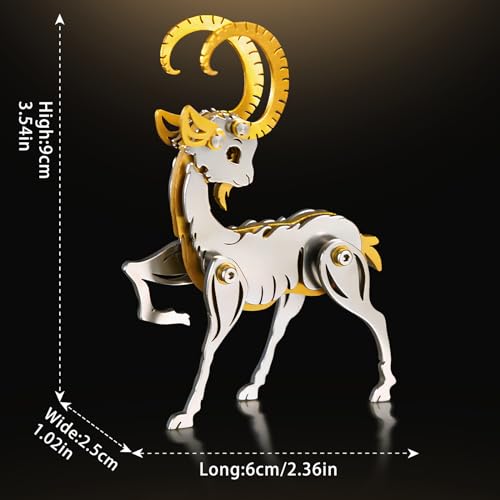 3D Metal Puzzles for Adults, Metal Model Kits for Adults, Gold Sheep Mechanical 3D Puzzle Stainless Steel for Men Women Home Decor Art Craft Gifts Toys(Zodiac Sign). - color: B6