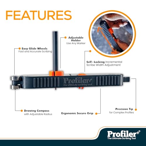 Profiler+ Multifunction Scribing Tool – Adaptable to Any Marker, Ultimate Precision Contour Scribe Tool for Accurate Woodworking, Cabinets, Flooring, and Carpentry