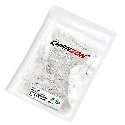 CHANZON 100 pcs 5mm Red & Blue Diffused LED Diode Lights Common Anode - color: E) Red & Blue (Ca) (100pcs)