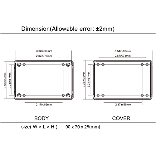 LeMotech Project Box 5 Pieces ABS Plastic Electrical Project Case Small Junction Box for Electronics White 3.54 x 2.75 x 1.10 inch (90 x 70 x 28 mm) - color: 5 pieces, size: 3.54"x 2.75"x 1.10"