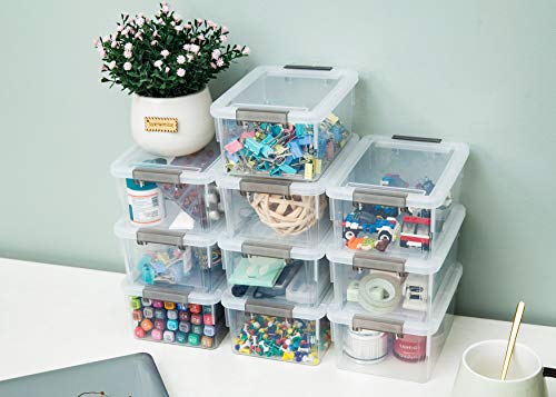 Citylife 6Packs 1.3Qt Small Storage Bins with Lids,Stackable Clear - color: Clear White, size: 1.3 QT(6 Pack)