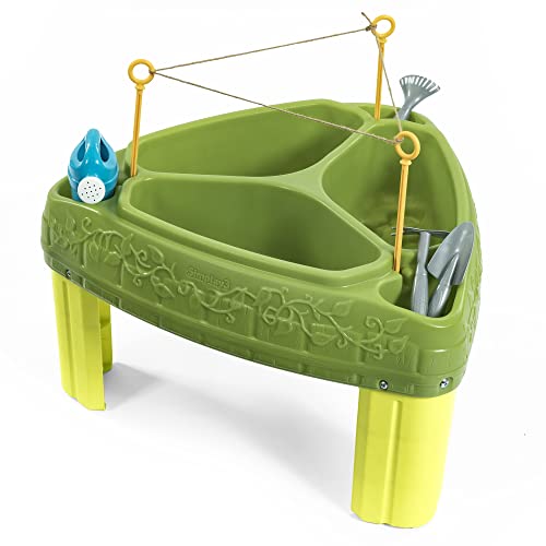 Simplay3 Seed to Sprout Raised Garden Planter, Kids Outdoor Kit with Garden Tools for Growing Flowers or Vegetables, Green, Made in USA