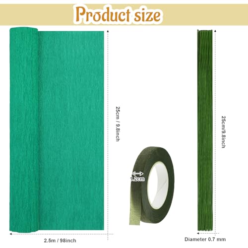 Gersoniel 57 Pcs Crepe Paper DIY Kit for Flower Making, Mermaid Color - color: Mermaid Color