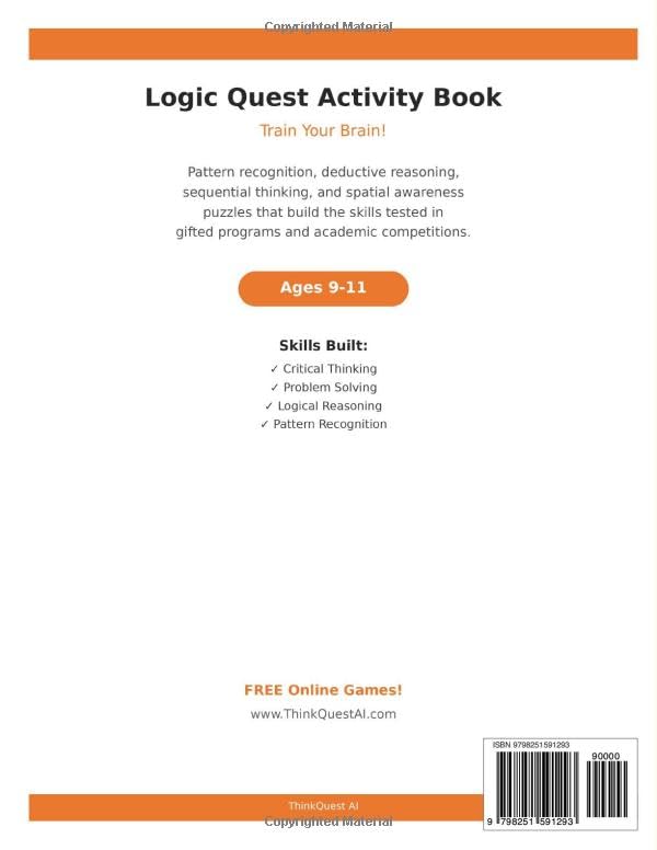 Logic Quest Activity Book: Train Your Brain!: Critical Thinking Puzzles for Kids Ages 9-11