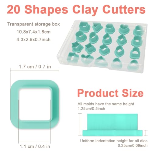 20pcs Basic Shape Geometric Clay Cutters, Polymer Clay Cutting Tools for Earrings Jewelry Making, Clay Jewelry Making Kit - style: Basic shaped (20 pcs)