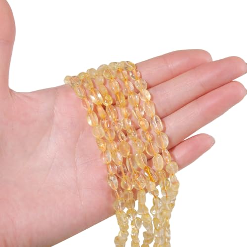 BEADIA Natural Irregular Freeform Yellow Quartz Stone Beads for DIY Jewelry Making 5-8mm 38cm - color: Yellow Quartz