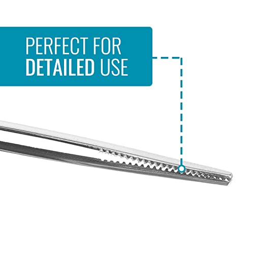 MABIS Surgical Tweezers and Dressing Forceps, 5.5 inches long, Serrated, Stainless Steel (Pack of 2) - size: 5.5 Inch (Pack of 2)