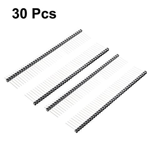 uxcell 30Pcs 2.54mm Pitch 40-Pin 16mm Length Single Row Straight Connector Pin Header Strip for Prototype Shield - size: 16mm Length
