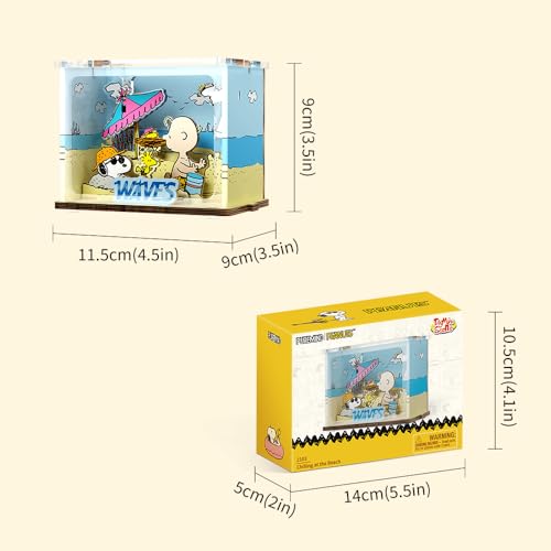 puremind Snoopy Beach Miniature Wooden Puzzle Kit, Peanuts 3D Display Model - style: Beach Miniature