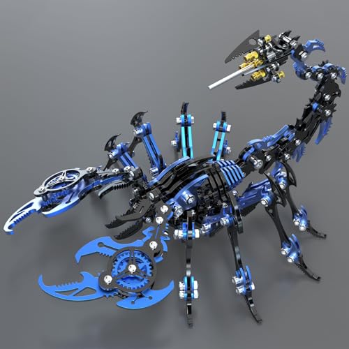 Scorpion 3D Metal Puzzles Kits for Adults Teens – 454 Pcs – Mechanical Assembly Models – 4 Hours to Build – Ideal for Gifts and Decorations (Blue and Black) - color: Blue and Black