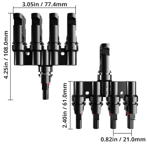 Solar Y Branch Connector 2 Pair 1 to 4 Parallel Connection - size: 2Pair M/FFFF+F/MMMM