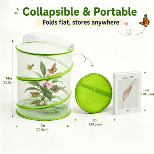 Pop-Up Insect and Butterfly Habitat Mesh Cage,12"x12"x14" (Green) - color: Solid Green