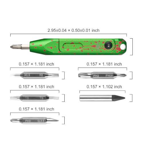 OKNIFE Otacle D1 6061 Aluminum 9-in-1 Small EDC Pocket Screwdriver - color: Zombie Green
