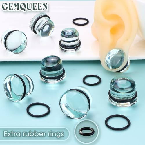 GEMQUEEN 24 Pcs 0.5mm Increments Glass Ear Stretching Kit Hypoallergenic - color: Clear, size: 17mm-20mm | 8pcs