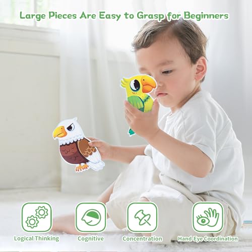 TOI Large Piece Toddler Puzzles for 2-4, Beginner Puzzles - Forest Birds - style: Forest Birds