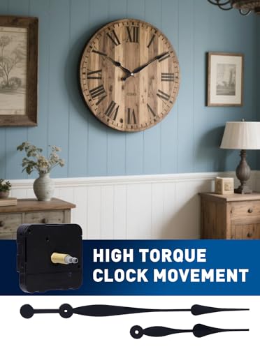 High Torque Clock Movement Kit, Extended Shaft for 24" to 28" Wall Clocks - size: Thread Length: 0.75 inch