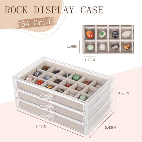 Bfttlity Acrylic Rock Display Case, 54 Grids Rock Collection Box for Kids - size: 54 Grids