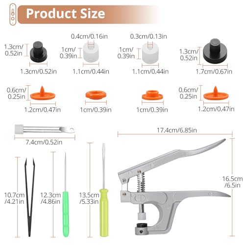 KAMTOP Snap Pliers Set, 408 Sets T5 Plastic Snap Buttons Kit, 24 Colors - style: 24 Colors