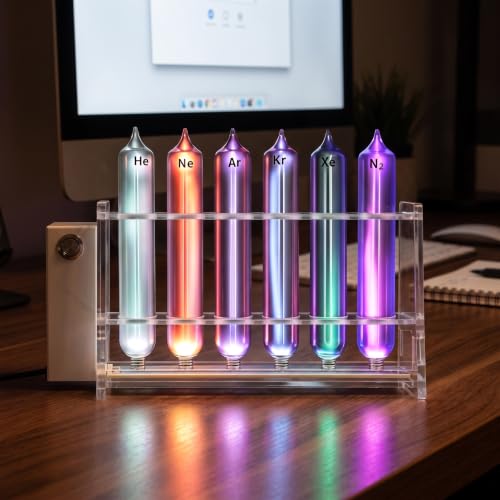 6‑Tube Rare Gas Glow Demonstration Set, He Ne Ar Kr Xe N2 Spectrum Glow Tube for Physics Science Lab Teaching Experiment Display, for Science Education, Collection, Display, Teaching
