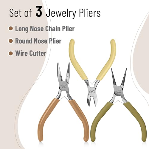 Mr. Pen- Pliers for Jewelry Making, 3 Pack, Chain Nose - color: Vintage
