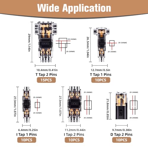 55PCS Wire Connectors Kit, Low Voltage T Tap Splice for 24-18 AWG