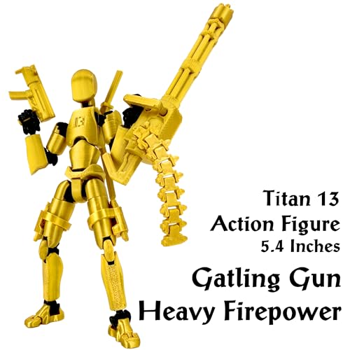 Gatling Gun Titan 13 Action Figure Set【Assembled】, Robot T Action Figure 3D Printed Dummy 13 Action Fidget Toys Figure Articulated, Lucky 13 for Collectors Desktop Decorations (Purple Blue) - color: Purple Blue