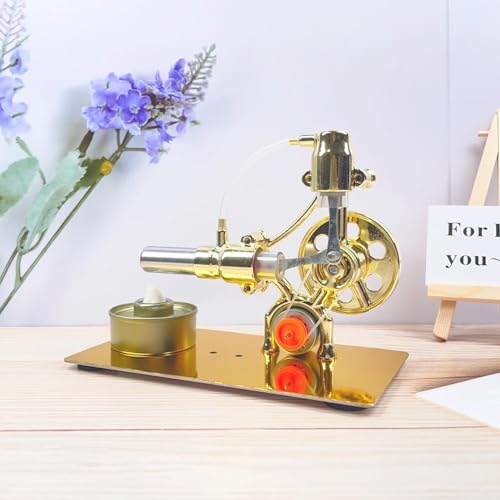 MagicTech Hot Air Stirling Engine Motor Metal Physics Electricity Power Cylinder Education Model JY44 - size: 6.3 x 3.43 x 4.72 Inch