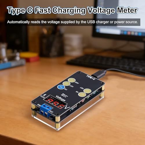 DIY USB C Voltage Tester Soldering Kit, ICSTATION Fast Charging Digital Voltmeter Soldering Project with Color LED Lights and Display Adjustable Output Voltage for Soldering Learning Voltmeter Tool
