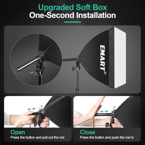 EMART Softbox Photography Lighting Kit 1Pack 50W LED 16"x16" Pull Soft Box - color: 50W (3000-6000K), size: 16"X16"-1 Pack