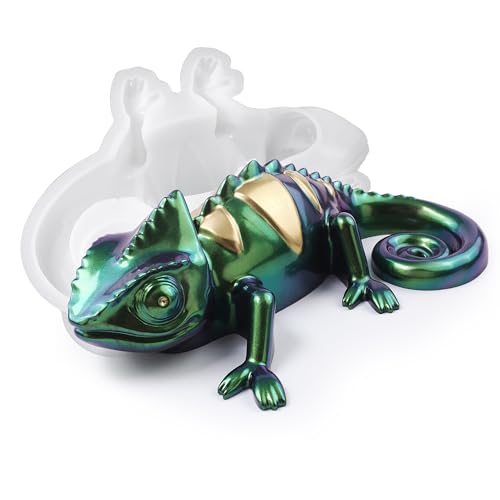Lizard Animal Cylinder Candle & Resin Mold - Resin Casting Silicone Molds for Home Decor & Candle Making Wave Spiral Mold - color: qh-lizard-58728