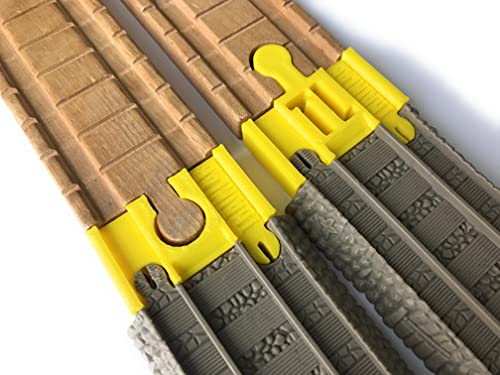 TrainLab Adapters Compatible with Trackmaster (Brown 2009) to Wooden Railway Train Tracks (2pc) (Yellow) Yellow - color: Yellow