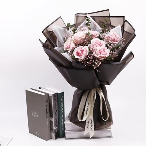 FUHITIM 20 Sheets Flower Wrapping Paper (Translucent Black) - color: Translucent Black
