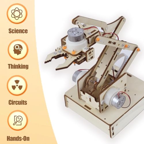 Robot Arm Kits Robotics for Kids Ages 8-12-14-16 Teens Adults STEM Toys Building Engineering Cool Stuff Gadgets Birthday Gifts 9 10 11 13 14 15+ Year Old Boys Grils DIY Science Project Mechanical Hand