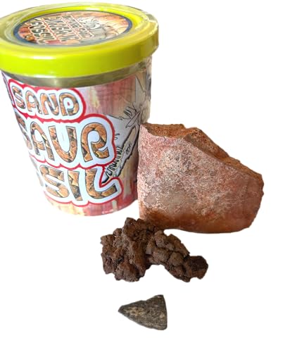 DINOSAURS ROCK® Museum in a Bag - 3 Genuine Dinosaur Fossils - Dinosaur Bone, Eggshell and Coprolite Plus mini Excavation dig kit and Fun Skeleton - Gift Packaged in Burlap Drawstring Bag