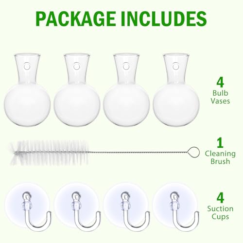 Bunmery 4 pcs Window Propagation Stations, Easy to Install Plant Propagation Bulbs with Suckion Cups, No Nails Wall Hanging Planter Propagation Station, Glass Plant Terrarium Vase - color: Clear Bulb, size: 4 PCS