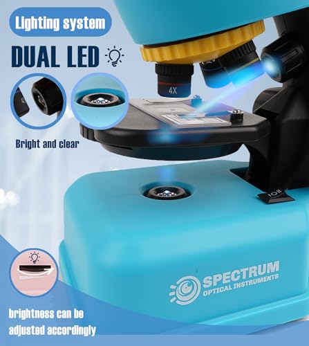 SpectrumOI Compound Microscope for Kids, Microscope for Adults Blue Color