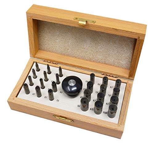 PMC Supplies LLC Bezel Setting Set with 24 Punches Sizes 1.1 to 10 MM Jewelers Tube Setting Jewelry Making Kit