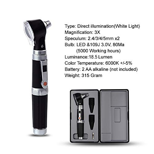 Mini Ear Otoscope, Bysameyee Magnification Diagnostic Ear Scope with LED Direct Illumination Light, Ear Healthy Tool for Doctors Nurses Adults Kids Baby Elder Pets Animals - size: HS-OT10G