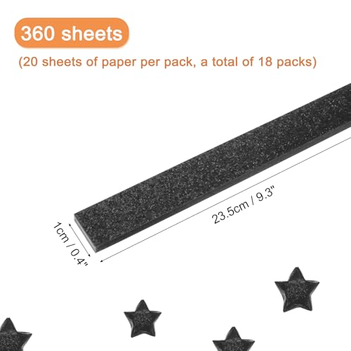 MECCANIXITY 360 Sheets Origami Paper Glitter Stars Papers Black Fold Paper for Beginner Arts Crafts Projects,0.4 x 9.3 Inch - color: Black, size: 0.4 x 9.3 Inch