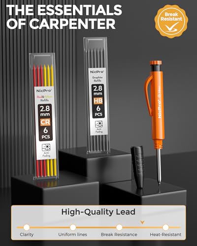 Nicpro Carpenter Pencil with Sharpener, Mechanical Pencil for Construction - size: 1 PACK