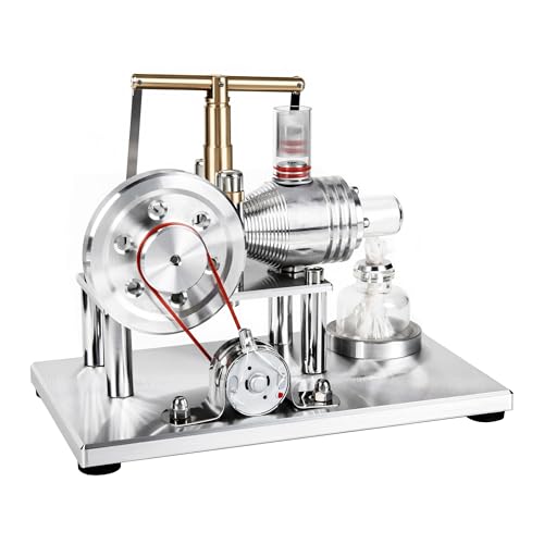 MagicTech Hot Air Stirling Engine Cylinder Electricity Power Metal Physics Assembly Model Silver JY39 - size: 6.5 x 3.74 x 4.72 Inch