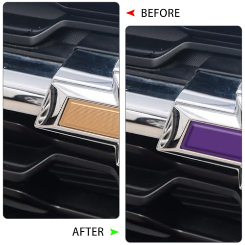 QianBao Compatible with 11.8" x 4" Chevy Bowtie Emblem Wrap Kit with Spatula and Cutter 3 Pcs Universal Logo Overlay Purple - color: Purple 3