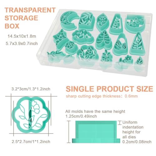 17Pcs Leaves Polymer Clay Cutters Boho Embossing Clay Earrings Cutters Polymer Jewelry Cutter for Earrings Making Party Festival DIY Supplies - color: Plant