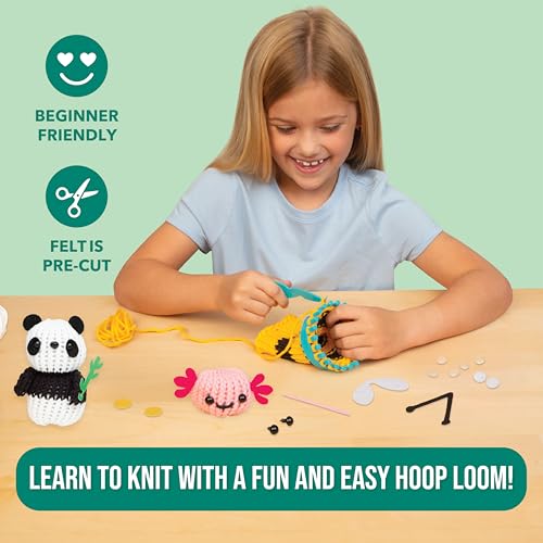 Let's Learn to Knit with Hoop Loom - Complete Knitting Kit for Beginners - Arts and Crafts for Kids - Kids Toys - Art Supplies - Craft Supplies - style: Learn to Knit