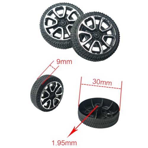 EUDAX 100pcs Plastic Roll 2mm Dia Shaft Car Truck Model Toys Wheel (30mmx9mm) - size: Small