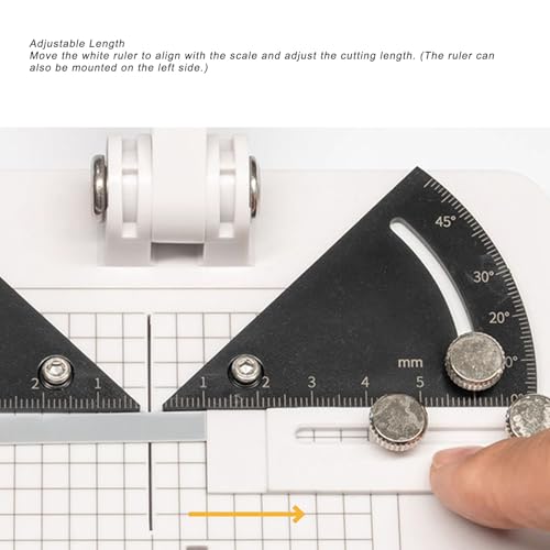 Manual Miter Cutter & Angle Cutting Station for Plastic & Wood, 0-45° Adjustable with Protractor, Guide & Locking Knob for Precise Cuts